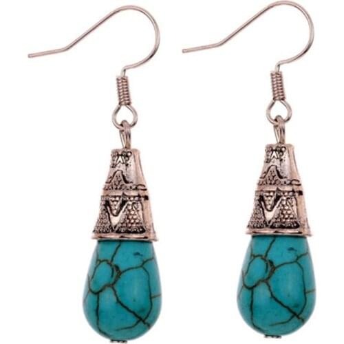 Miss JQ 2020 Vintage Ethnic Style Dangle Earrings For Women Bohemia Tibetan Silver Water Drop Earrings Jewelry pendientes