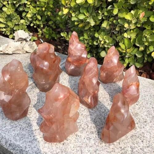 1pcs hot sale 100% natural Hematoid quartz crystal flames reiki healing gemstone wholesale home decoration