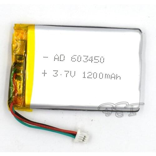 5Pcs 3.7V Rechargeable 1200mAH 603450 3Wire With Plug Li-Polymer lithium ion Li-ion Battery for Toy GPS Speaker Reader Recorder
