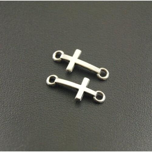 50 pcs 8x20mm Cross charms Silver Color Sideways Mini Cross Charm/Pendant diy Bracelet A1165