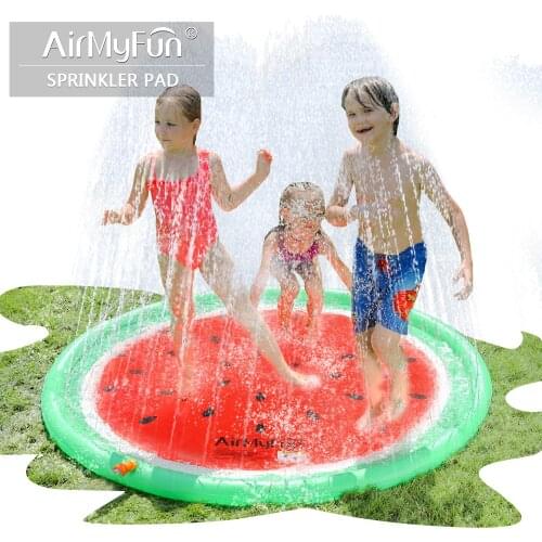 AirMyFun Watermelon Sprinkle & Splash Play Mat, Fun Outdoor Party Sprinkler Toy for Kids, Splash Pad Sprinkler for Toddlers Play