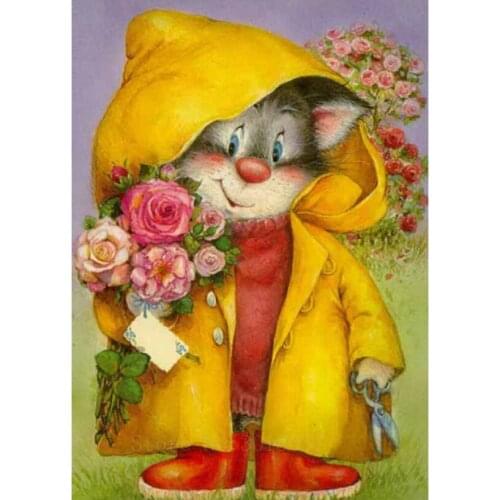 Diamond Embroidery Mouse In A Raincoat 5D Diy Diamond Painting Cross Stitch Full Square 3D Diamond Mosaic Decorative Sticker Kit