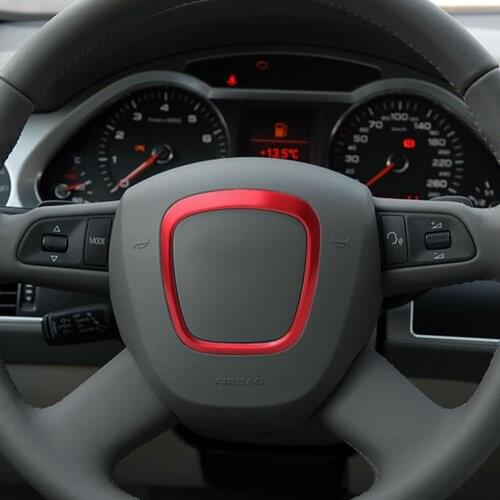 Car steering wheel trim cover center emblem sticker logo ring frame accessories for Audi A4 B8 B6 B7 A3 8P S3 A6 C6 Q7 Q5 A5