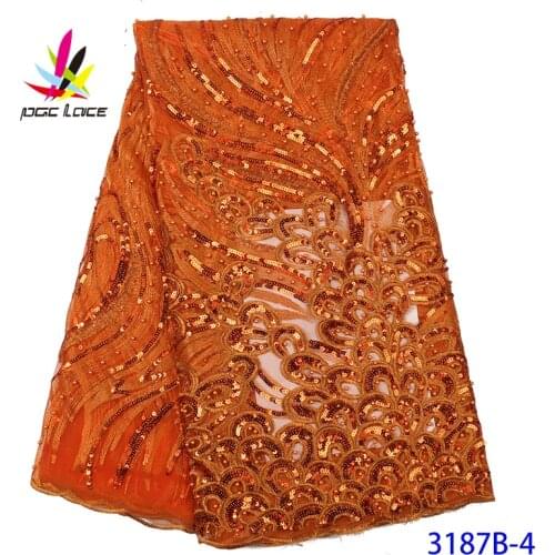 Sequin Bridal Fabric Lace Red Color Embroidered 2020 Flower Pattern Elegant French African Nigerian Latest Design New Style