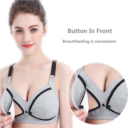 Breastfeeding Bra Natural Color Large Size Nursing Quality Cotton Mother Wireless Front Open Pregnant Women Wire Free