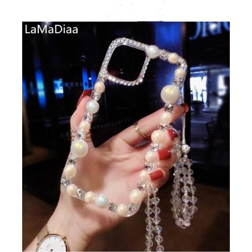 Fashion Crystal Diamond Cover For Huawei Honor 8 9 10 20 30 Lite V10 V20 V30 V40 Pro 7X 8X 9X Bling Rhinestone Pearl Phone Case