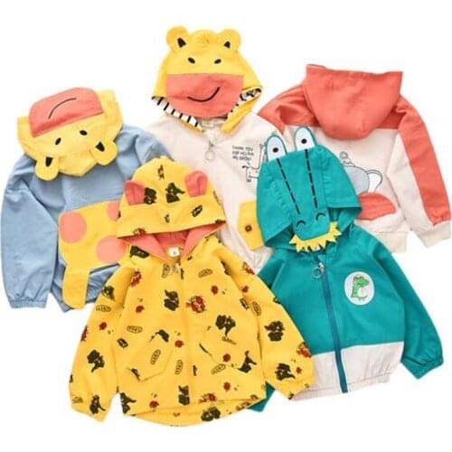 Baby Kids Jacket for Girls Boys Cartoon Zip Hooded Outwear Coat 2021 New Childrens Spring Clothing