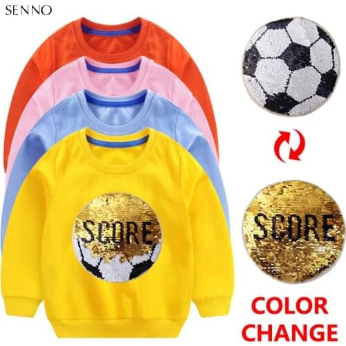 Color Change Sequin Kids Outwear Boy Hoodie Children Sweatshirts Baby Boys Casual Long Sleeve Full Hoodies Baby Clothing 3-12Y
