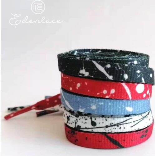 Sublimated Double-sides Splattering Shoelace Sky Blue Red Dots Hoodies Speckled Shoestrings For Sneakers Fashionable Shoe Laces