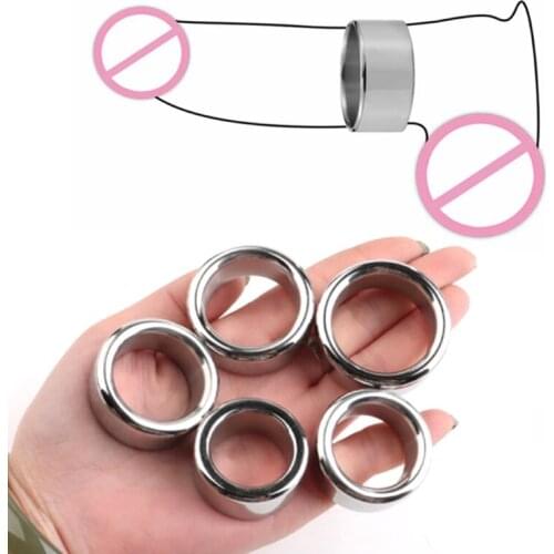 26/28/30mm Glans Obstruct Ring Metal Penis Ring Sex Toys for Men Male Delay Ejaculation Dick Ring Stainless Steel Cock Ring BDSM
