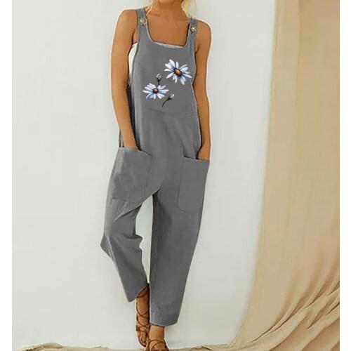 Womens Plus Size Bib Trousers Bib Pants Cotton and Linen Overalls Jumpsuit Romper Summer Trousers With Straps Multiple Styles