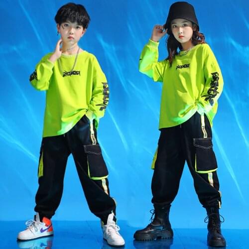 Kids Performance Clothing Stage Show Competition Children Boys Girls Hiphop Clothes Kids Hip Hop Jazz Drums Street Dance Costume