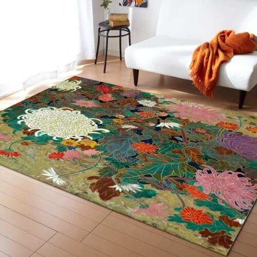 Flower Japanese Painting Carpet for Living Room Kids Bedroom Bedside Rugs Soft Carpets Home Sofa Table Decor Mat