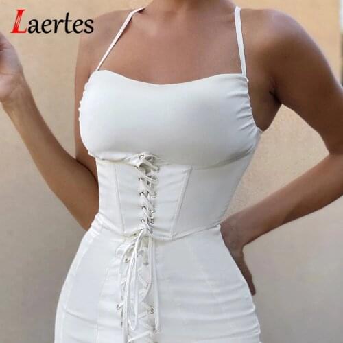 Laertes White Mini Dress For Women 2021 Summer Fashion Sexy Spaghetti Strap Backless Skinny Cross Strap Bodycon Party Dresses