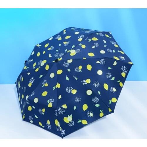 Lemon Cartoon Parasol Anti-UV Sunscreen Fold Sun Umbrella Windproof 3 Folding Sunny and Rainy Umbrella for Kids Gifts
