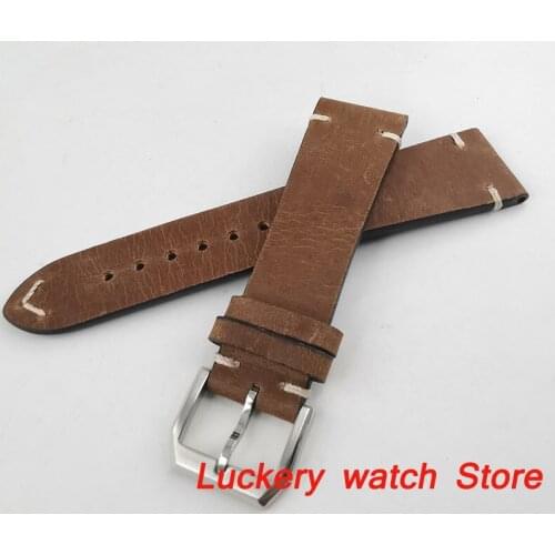 22mm brown Leather strap stainless steel bucklefit mens watch-BD03