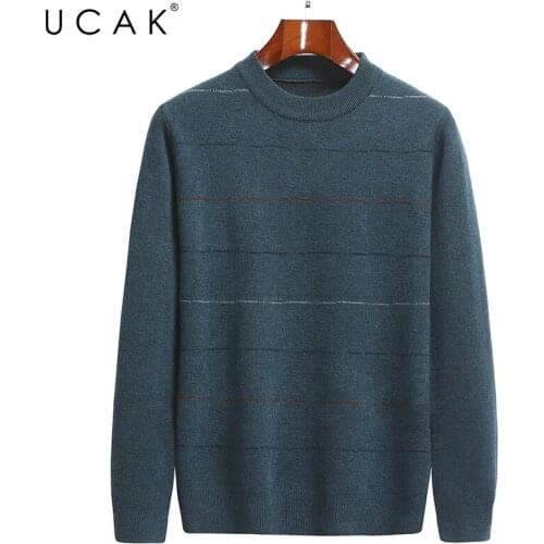 UCAK Brand Classic Casual Sweaters Men Clothing O-Neck Striped Streetwear Sweater Pull Homme Autumn Winter Thick Pullover U1286