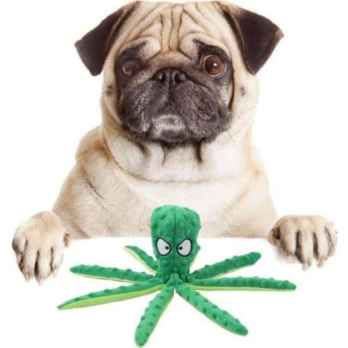 A 8 Legs Octopus Soft Stuffed Plush Squeaky Dog Squeakers Toy Sounder Sounding Paper toys for Big Sized Dogs Frenchbull