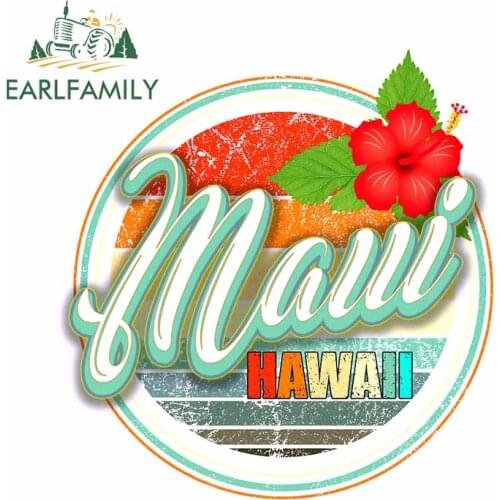 EARLFAMILY 13cm x 12.3cm for Maui Hawaii Sunset Beach Decal Windshield Anime Personality Car Stickers VAN Windshield Decoration