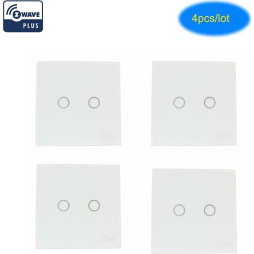COOLCAM 4pcs/lot Z-wave Plus Wall Light Switch 2CH Gang Home Automation Z Wave Wireless Smart Remote Control Light Switch