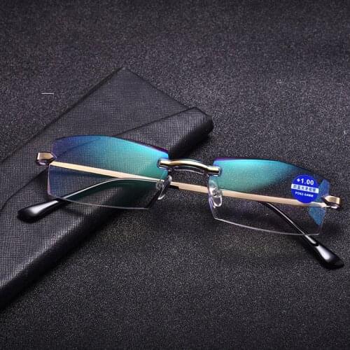 Rimless Diamond Cut Edge Finished Myopia Glasses Anti-blue Light Metal Ultra-light HD Nearsight Eyeglasses Diopter -1.0 To -4.0