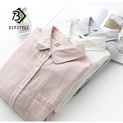 Autumn New Women Casual Cotton White Shirt Breathable Turn-Down Collar Button Up Solid Blouse Elegant Female Basic Tops T18509F