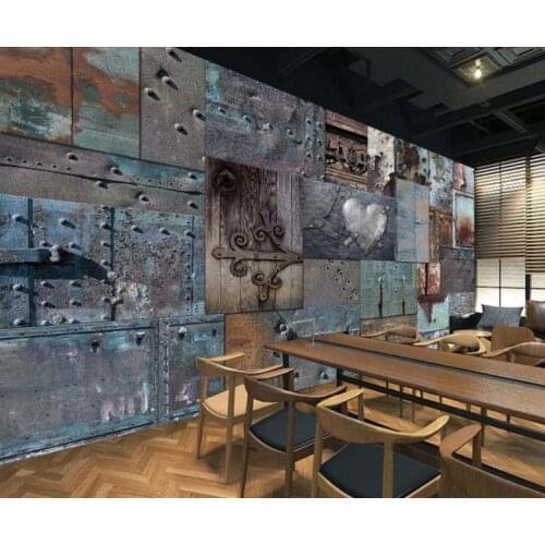 Custom wallpaper Retro rusty tin background wall painting living room Restaurant bar TV background wall murals 3d wallpaper