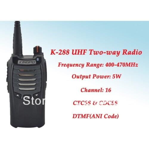 KINGPO K-288 UHF 400-480MHz 5Watt 16Channel Commercial Handheld Walkie Talkie