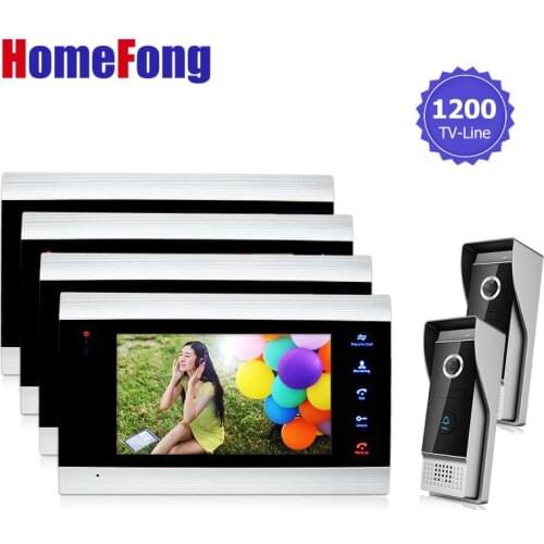Homefong Wire Doorbell Intercom Video Doorphone System 2V4 For Villa Time Adjustable Color Door Intercom Camera Dual Way Talk