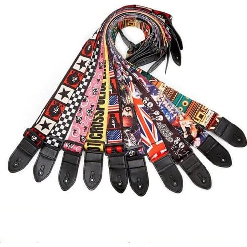 Adjustable Acoustic Electric Guitar Strap Ukulele Belt Nylon colors Leather Ends For Guitars Ukulele guitar strap strap lock