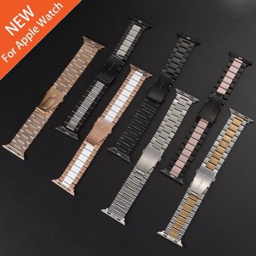 For Apple watch Classic Metal Stainless Steel Strap Series 6 5 4 3 40mm 44mm band for iWatch 38mm 42mm Bracelet watchbands