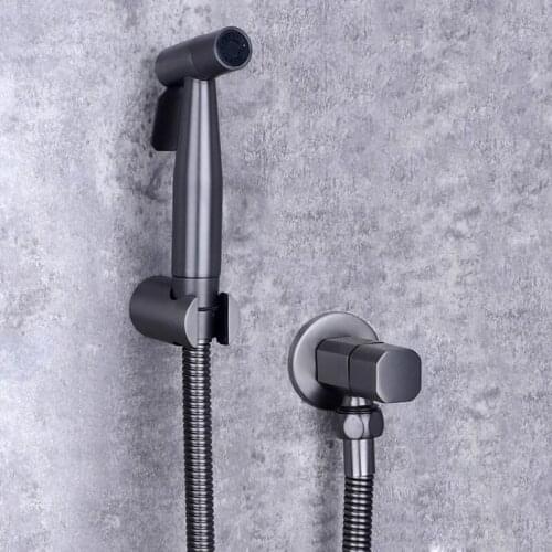 Toilet Bidet Mixer Faucets Gun Gray Brass Shower Taps Muslim Ducha Higienica Single Cold Water Tap Crane Square Shower Spray