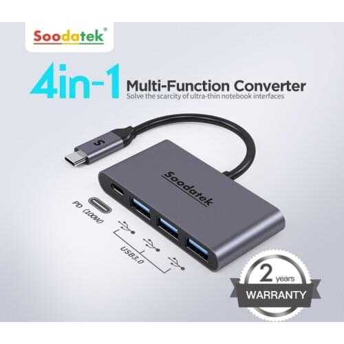 Soodatek USB C HUB Type C to Multi USB 3.0 PD Charging Adapter for MacBook Pro Huawei Mate 30 USB-C 3.1 Splitter Port Type C HUB