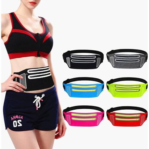 FIRECLUB Reflective Running Waist Pack For Under 6.5 Inch Phone Adjustable Sport Waist Phone Bag With Jogging Pouch Belt