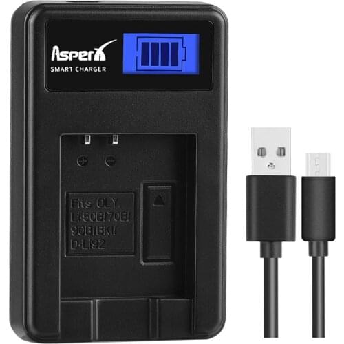 AsperX Battery Charger Universal for Olympus Li-50B Li70B Li-90B Li-92B D-Li92 Battery for Olympus XZ-2 SH-50 SH-1 SP-100 Camera