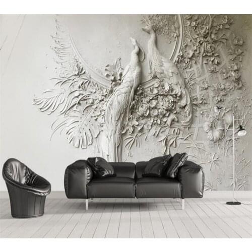 Wellyu Custom wallpaper 3D solid murals embossed peacock mural sofa background wall painting living room bedroom обои wallpaper