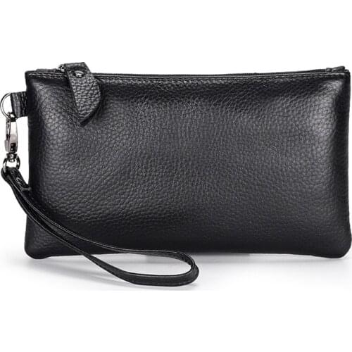 Woman Handbag Soft Genuine Leather Ladies' Day Clutches Clutch Bags Organizer Purse Female Phone Bag Wrist Bag Envelope Clutch