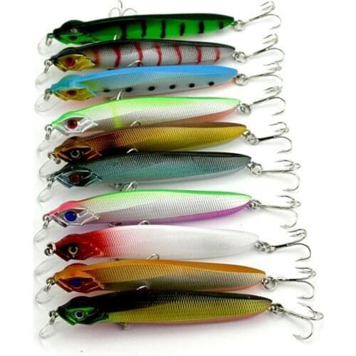 10pcs Artificial Reflective Minnow Fishing Lure Shining Crankbait Hard Plastic Lure 4# Hooks Fishing Tackle 10cm 7.9g