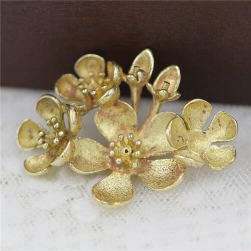 20pcs Brass Casted Flower tree Branch Charms High Quality Raw Brass Gold Silver Color DIY Supplies Jewelry Crafts Accessories