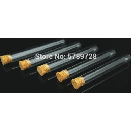 20pcs 20x150mm Glass round bottom test tube with cork stopper,Thickened flat - mouth lab test tubes School teaching tools