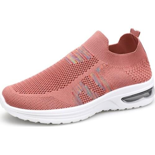 2020 Platform Women Tennis Shoes Light Soft Breathable Knit Fabric Sock Gym Sneakers Sport Pink Walking Footwear Tenis Feminino
