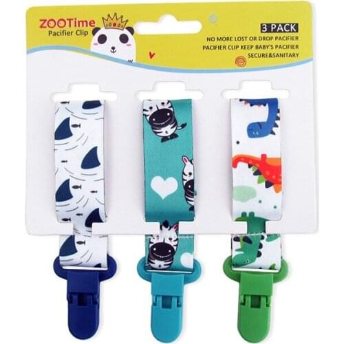 3 Pcs/Set Baby Pacifier Clip Pacifier Chain Dummy Clip Nipple Holder for Baby Cartoon Print Child Pacifier Clips Soother Holder