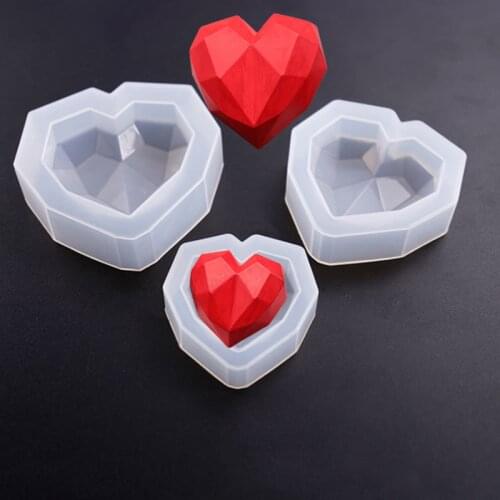 3D Heart Shaped Cake Mold Love Heart Silicone Mold Diamond Soap Moulds Chocolate Molds Cake Mousse Baking Moulds Cake Decorating
