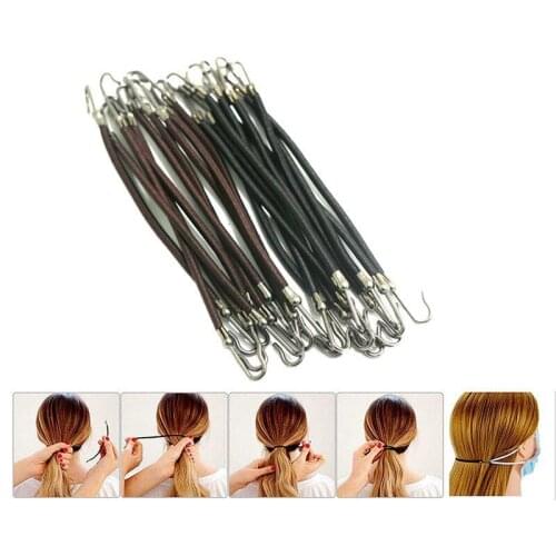 5pcs Ponytail Rubber Elastic Hook Hair Bands For Women Gum Hooks Hair Accessories Hair Ties Styling tools Holder Bungee Bands