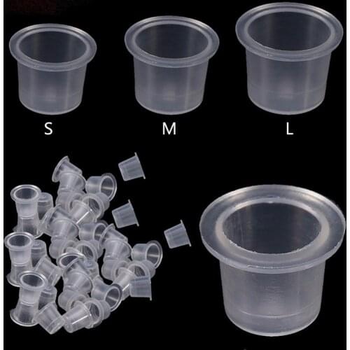500pcs Disposable Plastic Microblading Tattoo Ink Cup Cap Pigment Clear Holder Container Permanent Makeup Container Accessory