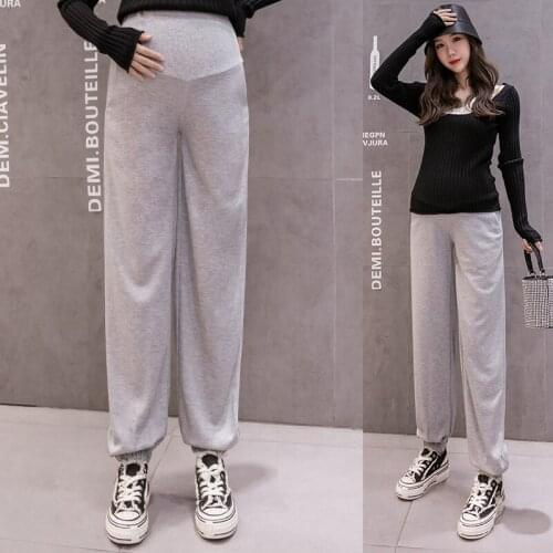 6055# Maternity Pants Spring Autumn Casual Pants Loose Comfy Belly Support Pants Elastic Waist Maternity Trousers