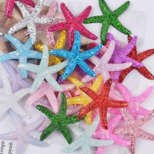 8pcs 37mm Resin Bling Bling Multicolor Starfish Charms Pendants For Bracelet Necklace Jewelry Making Hair Accessories