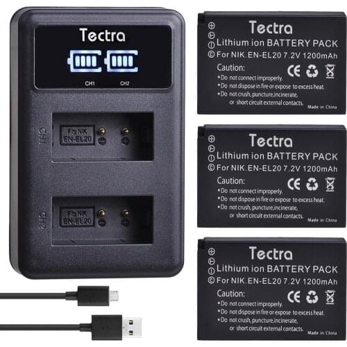 3pc EN-EL20 EN EL20 enel20a Camera Li-ion Battery+LED Dual Charger for Nikon EN-EL20a 1 J1 J2 J3 S1 Digital Camera
