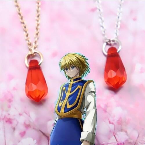 Anime Jewelry HUNTER*HUNTER Necklace Kurapika Same style earrings Red Crystal Pendants Necklaces Choker for Women Girl