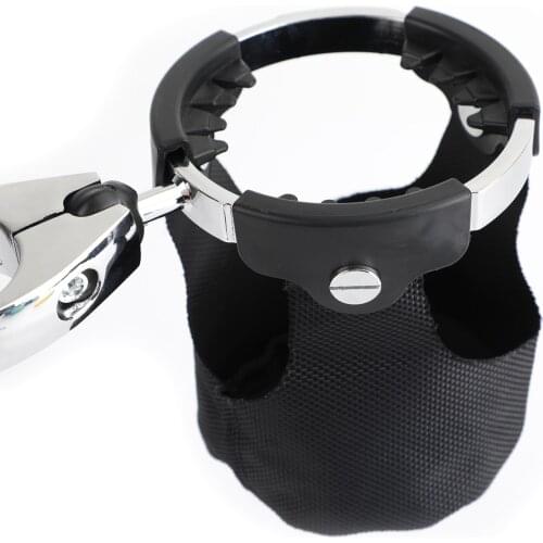 Artudatech 7/8" - 1 1/4" Handlebar Drink Cup Holder with 360°swivel Ball Mount Basket For Motorcycle ATV Chrome Accessories